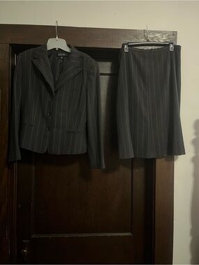Kasper Gray Pinstripe Women's Blazer & Skirt Set